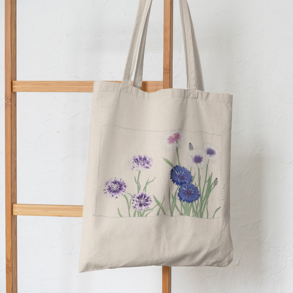 Japanese Cornflower Flowers Tote Bag - Picture 5 of 5